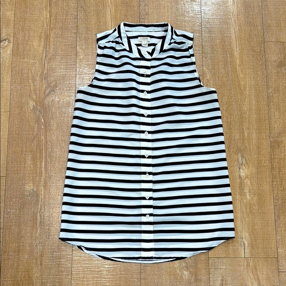 J. Crew Button Front Striped Tank Navy & White Size 0 - Picture 2 of 8